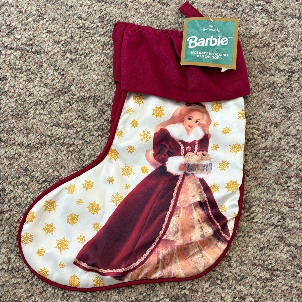 Vintage 1996 hallmark Barbie Christmas holiday stocking nwt